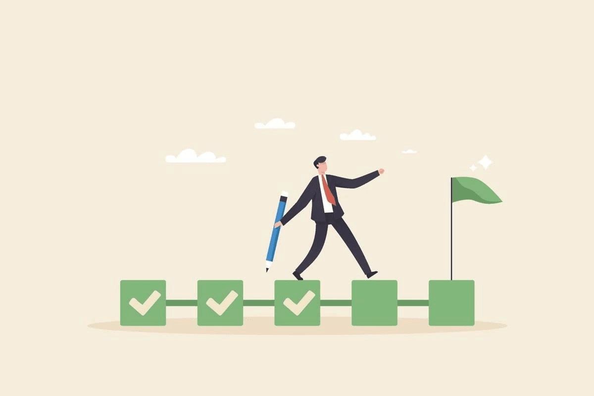 Illustration of learning progress and career growth