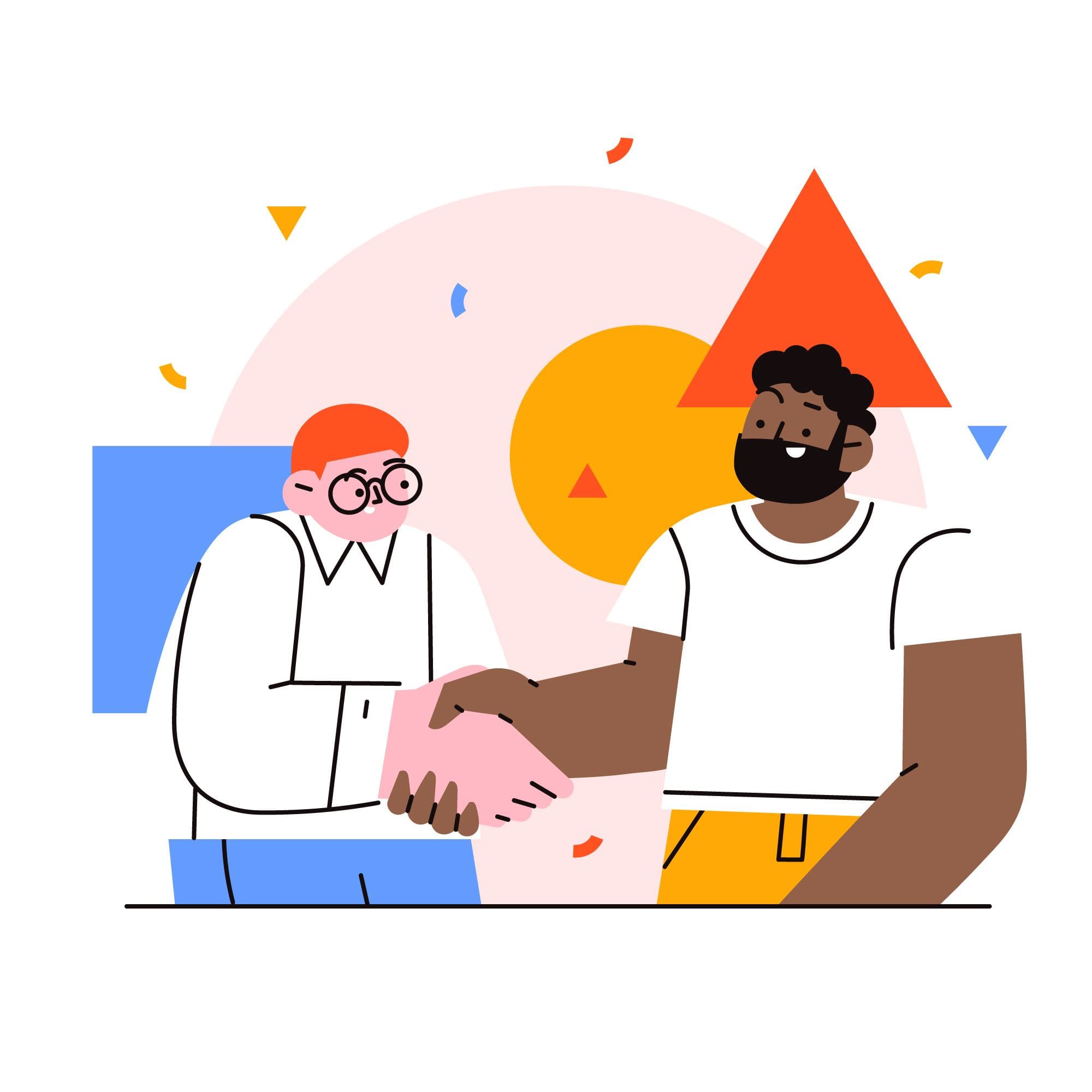 Two business partners shaking hands